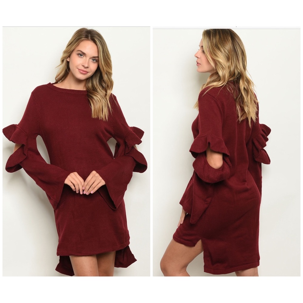 2 pack- Burgundy sweater mini dress